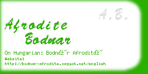 afrodite bodnar business card